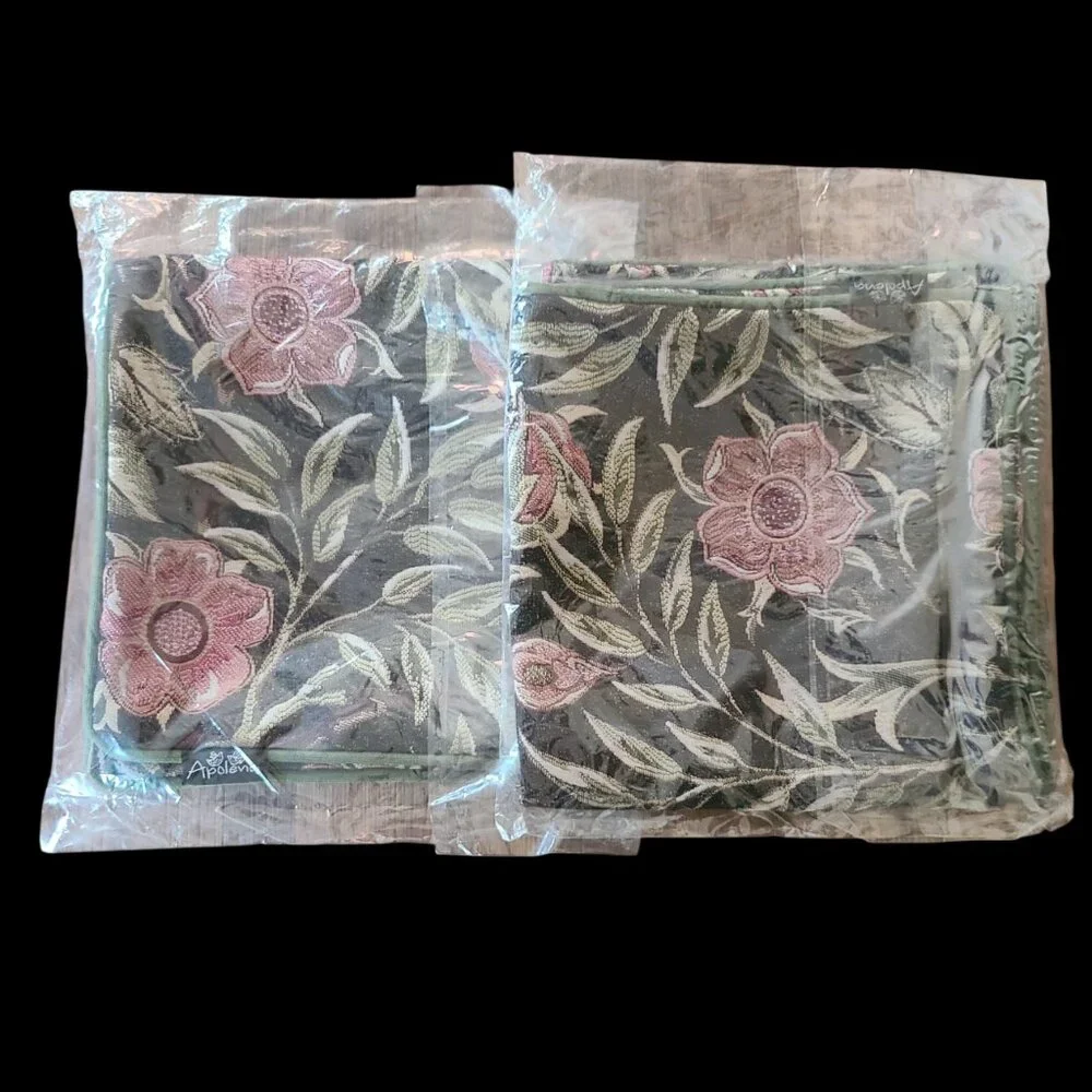 Apolena Decorative Pillow Cover Set Of 2 Jacquard Black Floral 17 in x 17 in